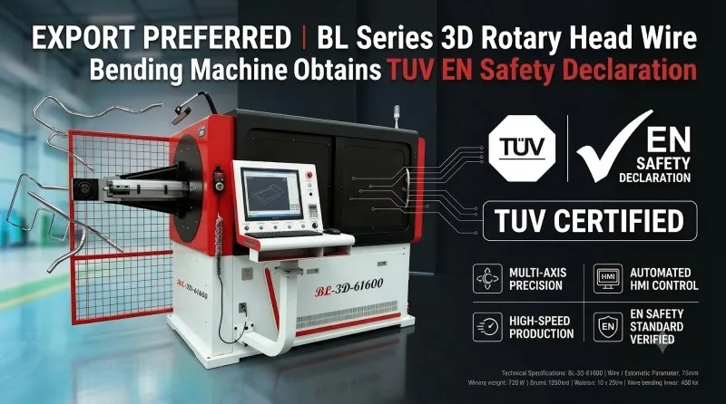 3D Rotary Head Wire Bending Machine Obtains TUV EN Safety Declaration